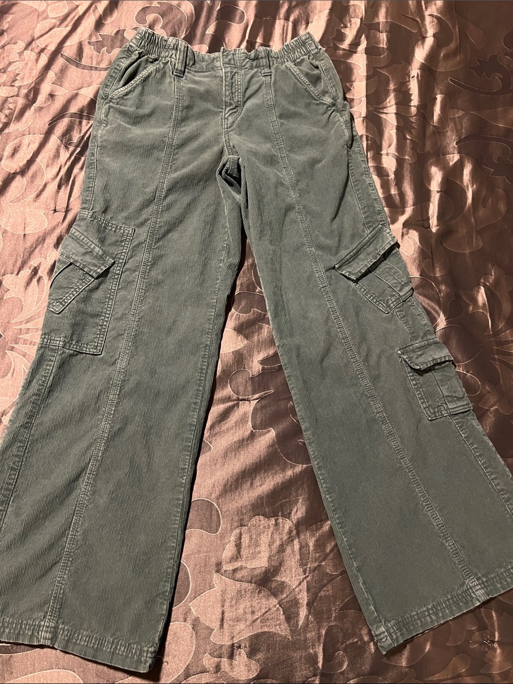 BDG Urban Outfitters Y2K Cargo Pants Low Rise Corduroy Olive Army Green Medium